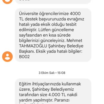 Şahinbey Belediyesi Üniversitelilere 4000 TL Burs Başvurusu