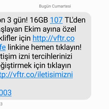 Vodafone Net Vodafone İstenmeyen Bilgilendirme Ve Kampanya SMS'LERİ