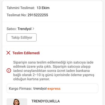 Trendyol Ekspres Ürünümü Teslim Etmeyip Müşteriyi Mağdur Etti