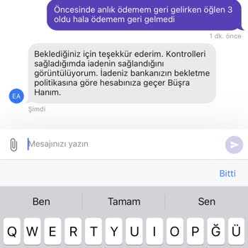 Getir Ücret İadesi Yapılmadı