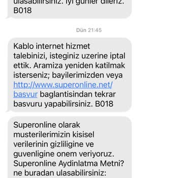 Superonline Bilgim Dışı Başvurumu İptal Etti
