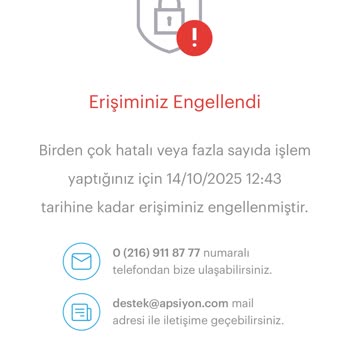 Apsiyon Erişim Hatası Aldım.