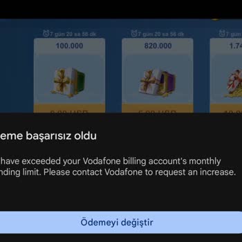 Vodafone Mobil Ödeme Limiti