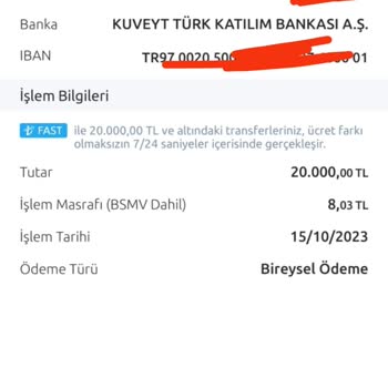 Yapı Kredi Bankası Fast EFT Transferden Maaş Hesabından Para Alıyor