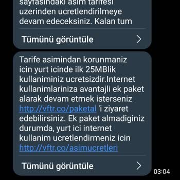 Vodafone Un Paketim Bitmeden Aşım Paketi Yüklemesi