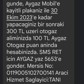 Aygaz 100 Oktan Kampanyası Yüklenmeyen Puan