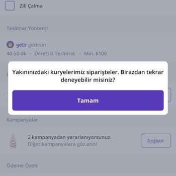 Getir Kurye Eksikliğinden Kaynaklı Sipariş Veremiyorum.