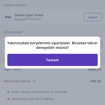 Getir Kurye Eksikliğinden Kaynaklı Sipariş Veremiyorum.