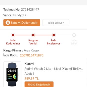 Trendyol'dan Aldığım Xiaomi Marka Saat Bozuldu Ve Garanti Süreci Çok Uzun Sürüyor