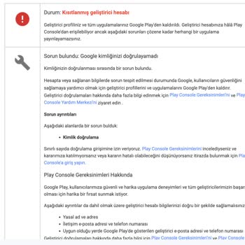Google Play Google Kimlik Doğrulama Hatası