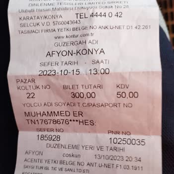 Afyon Otogar Kontur Firmasından Aldığım Bileti Başkasına Da Satmışlar