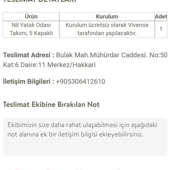Vivense Yatak Odası Takımı Teslimatı