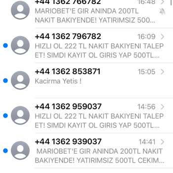 Vodafone Hattıma Sürekli +44 Numaralardan Gelen Mesajlar