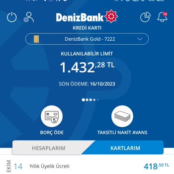 Denizbank Kredi Kartı Yıllık Aidat