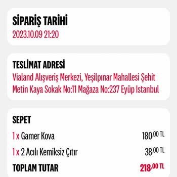 KFC Teslim Edilmeyen Fakat Parası Alınan Sipariş