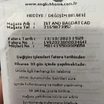 English Home Kırık Fincan Değişimi Yapılmadı