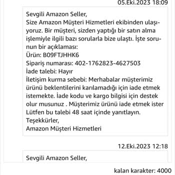 Amazon İade Kodu Vermiyor!