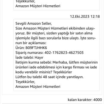 Amazon İade Kodu Vermiyor!