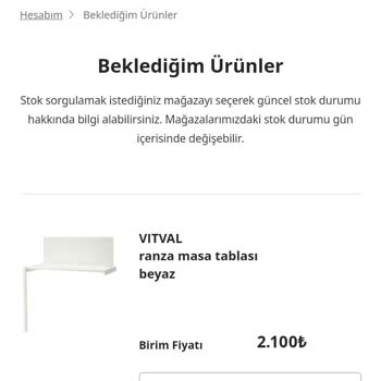 IKEA Beklediğim Ürünün Stoğa Gelmemesi Ve Talep Ettiğim Ürünü Bulamamak