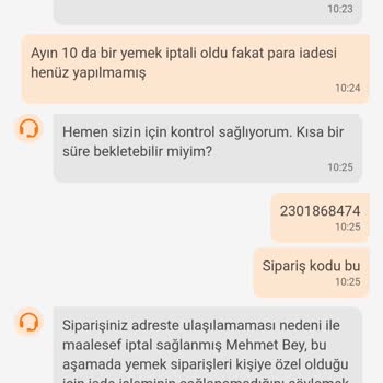 Trendyol Yemek Ücret İadesi Yapmıyor