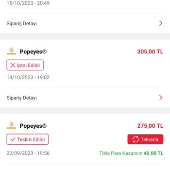 Tıkla Gelsin Teknik Aksaklık Nedeniyle Popeyes Siparişi İptali