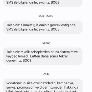 Vodafone Tarife Değişikliği Talebim Onaylanmıyor