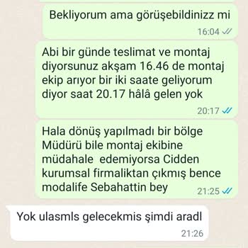 Modalife Ürün Teslimatı Ve Kurulum Sıkıntısı