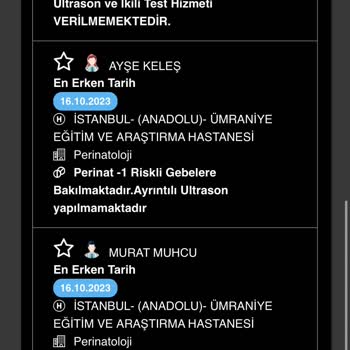 MHRS (Merkezi Hekim Randevu Sistemi) Perinatoloji Bölümü Ultrason Sorunu