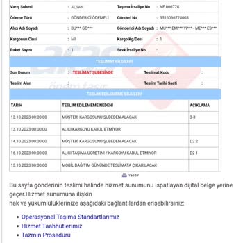 Aras Kargo Firmasına Ulaşılamıyor