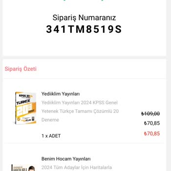 Benim Hocam Yayınevi Sitesinden Siparişimle İlgili Sorun