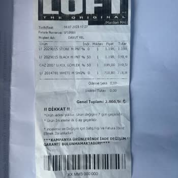 Loft Ürün İade Değişim