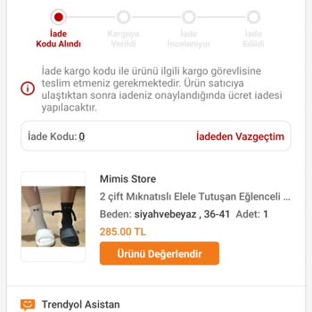 Elime Ulaşmadan İade Kodu Verilen Trendyol Siparişim