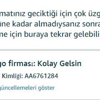 Amazon Söylenen Sipariş Zamanına Uymuyor