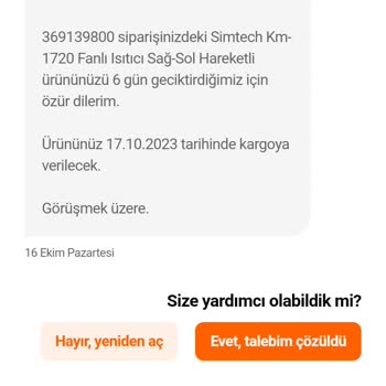 Hepsiburada Sipariş Verilen Ürün Hakkında
