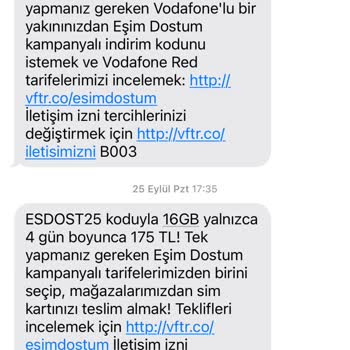Vodafone İstemediğim Halde Mesaj Atıyor Sürekli.