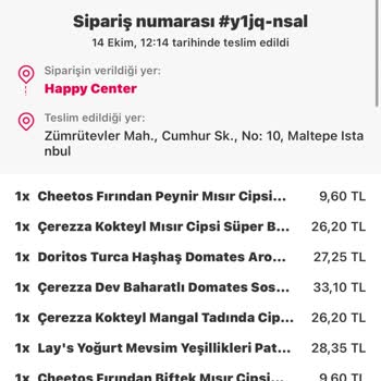 Yemeksepeti Teslim Edildi Görünen Ancak Edilmeyen Sipariş