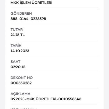 Akbank MKK İşlem Ücreti!