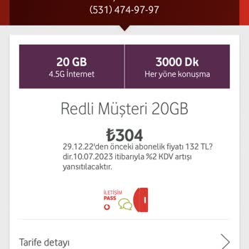 Vodafone Tarife Ücretinin 4 Katına Çıkması