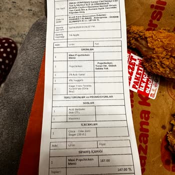 Popeyes Verilen Siparişin İçeriğinin Farklı Olması