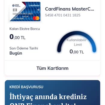QNB Finansbak Kredi Kartı Limit Kısıtı