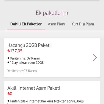 Vodafone Ek Paket İptali