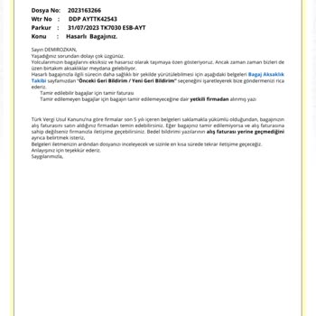 THY Valizimin Teker Yerinin Kırk Ve Tekerinin Eksik Olması