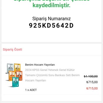 Benim Hocam Yayınevi Kitap Sipariş İptali