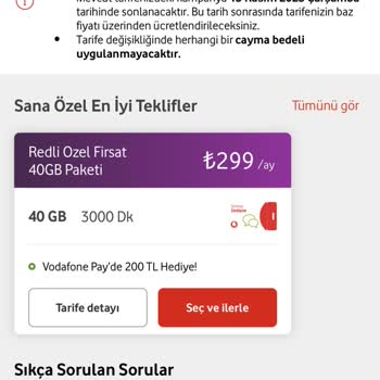 Vodafone Limitsiz Red'li Tarifeye Devam Etmek İstiyorum