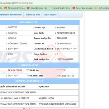 Aras Kargo Teslim Edilemeyen Ancak Teslim Edildi Görünen Kargom