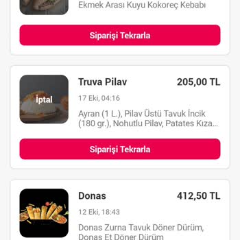 Yemeksepeti Sipariş İptali Para İadesi