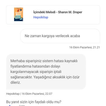 Hepsiburada Teslim Edilmeyen Sipariş!