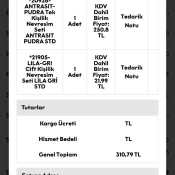 Tofisa'dan Aldığım Ürün