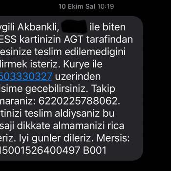 Kartım 3 Haftadır AGT Kurye Dağıtımında Teslim Edilmiyor.