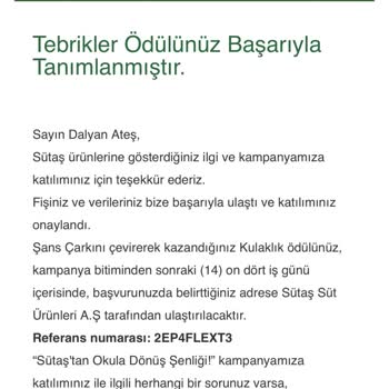 Sütaş Kazandığım İki Hediyeden Sadece Biri Tarafıma Ulaştı